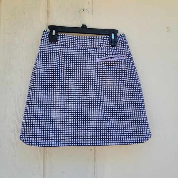Peter Millar Small Blue/wht Plaid UPF 50+ Golf Skirt Skort Polyester Pockets - Picture 2 of 3